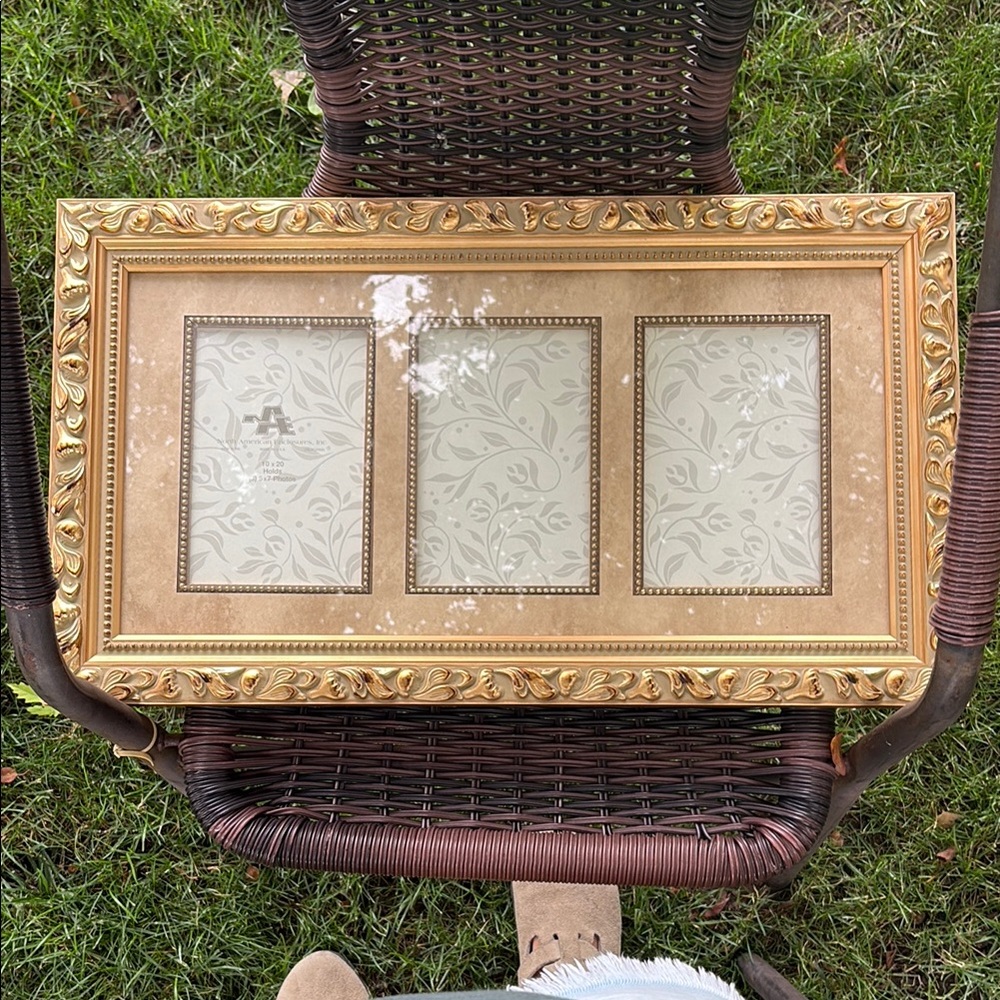 Elegant Gold Triple Photo Frame